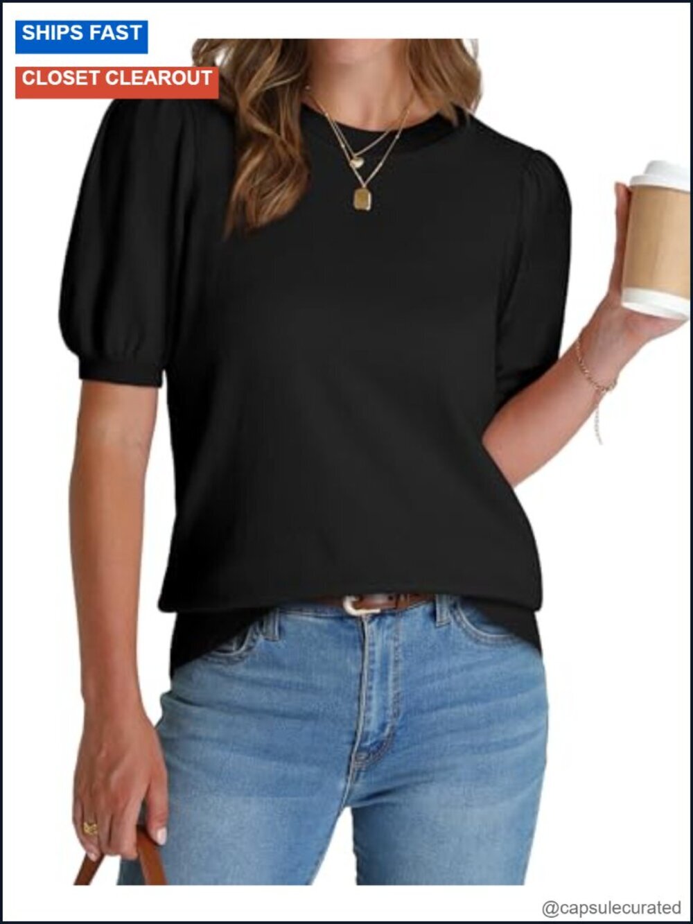 Women's Puff Short Sleeve Sweater Spring Summer Business Casual Blouses